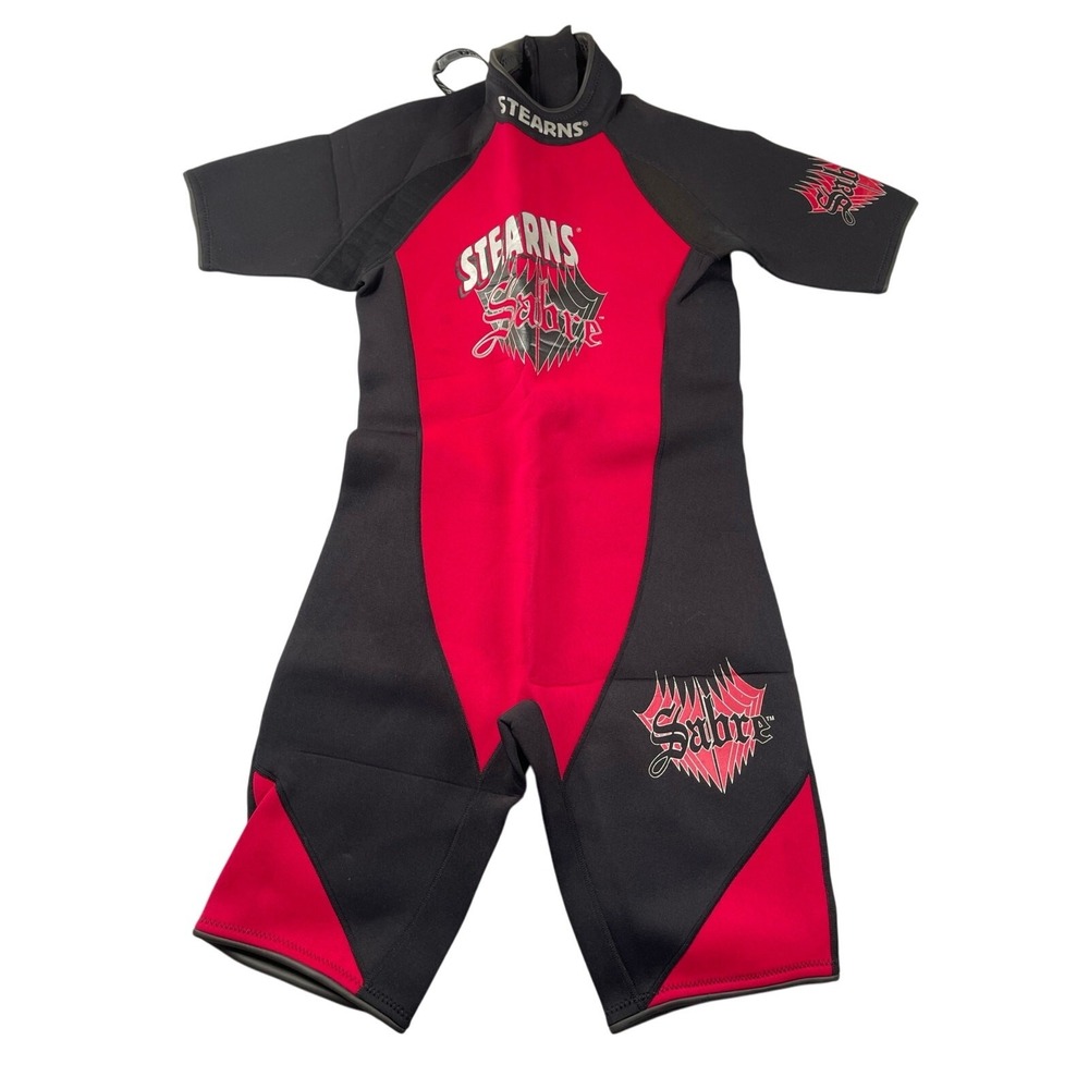 Stearns Shorty Wetsuit Mens Large‎ Black Red Sabre Neoprene Snorkeling
